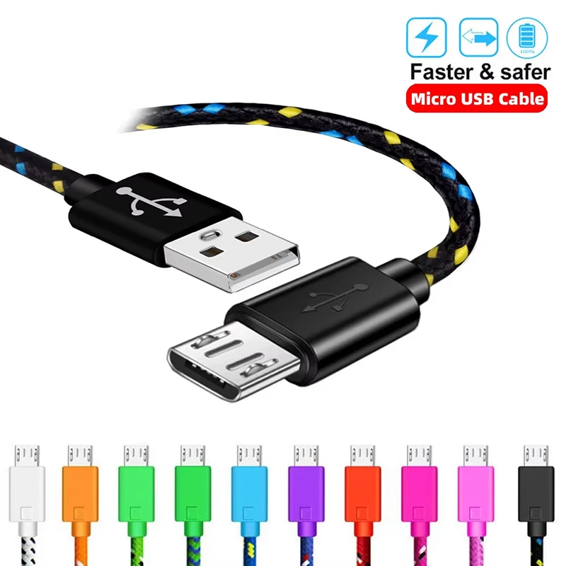 USB Micro Nylon Braided Micro USB Cable 0.5m-3m Data Sync USB Charger Cable For Samsung HTC LG Huawei Xiaomi Android Phone Cable