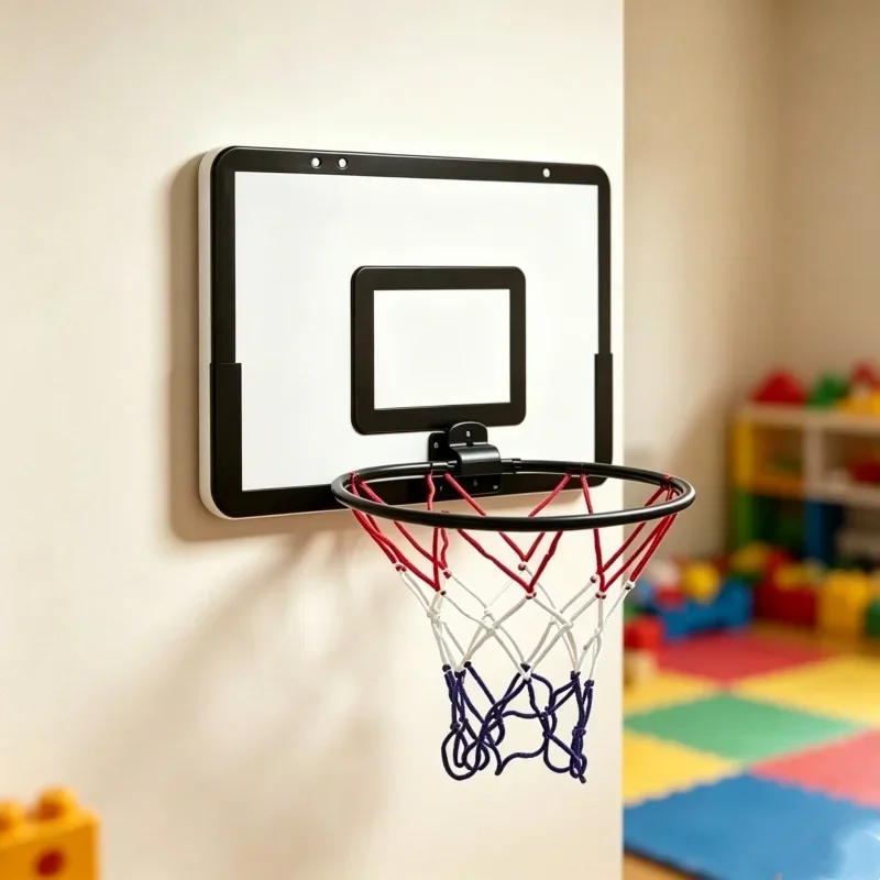 Punch Free Wall Hanging Basketball Backboard Foldable Rim Net Set Indoor Household Wall Mount Shooting Sports Entertainment Kit