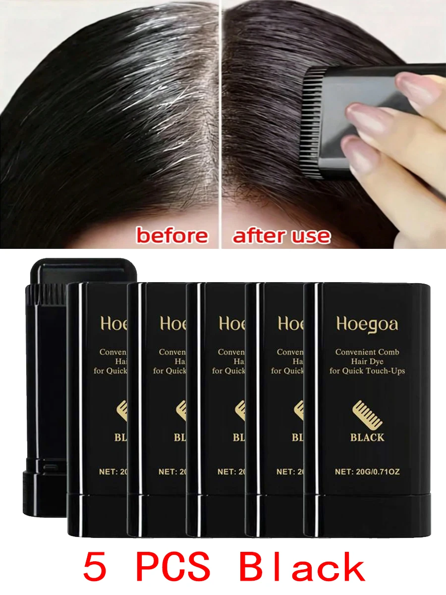 

Set of 5, available in black, dark brown, brown, and three colors, with hair dye sticks to choose from 2-In-1 Temporary Hair Dye Stick With Comb Attachment, Portable Solid Hair Colorant, Quick Hair Color Change