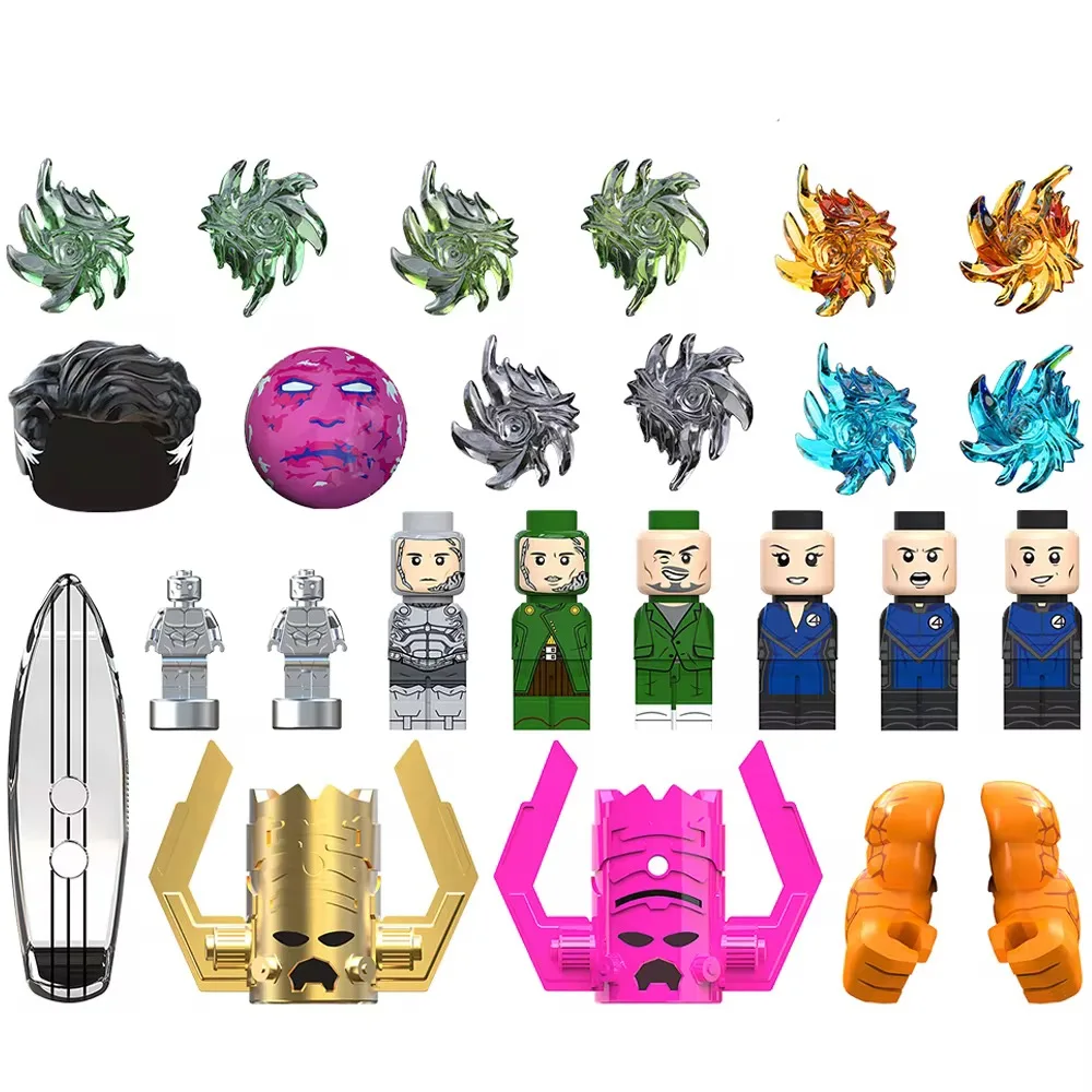 Image of TV6124 TV6125 Bausteine Weibliche Silver Surfer Doctor Doom Thing Human Torch Invisible Woman Mister Fantastic Mini-Figuren Spielzeug