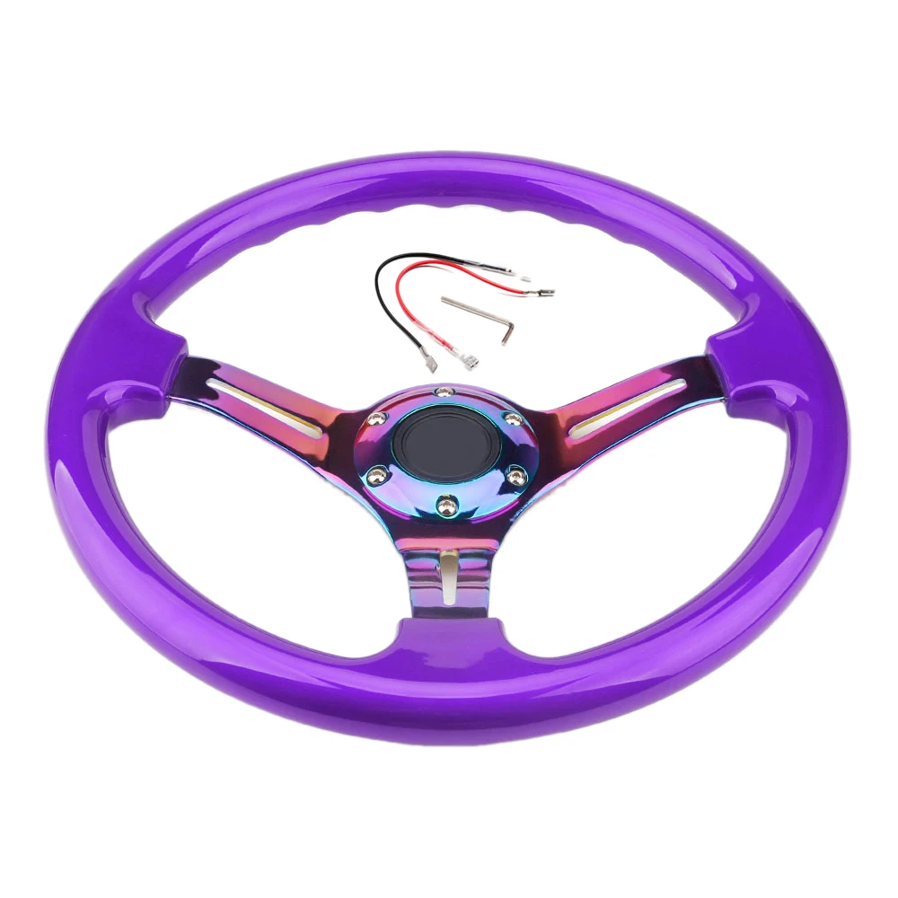 

Chrome 350mm 14Inch ABS Racing Steering Wheel 45mm Deep Dish Car Steering Wheel Universal