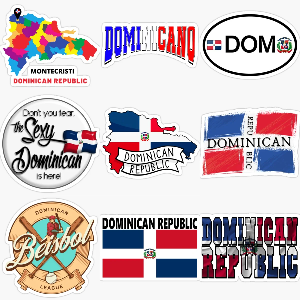 

DOM Dominican Republic Flag Map Emblem Creative Stickers for Car Bicycle Van Helmet Fridge Wall Decoration Accessories