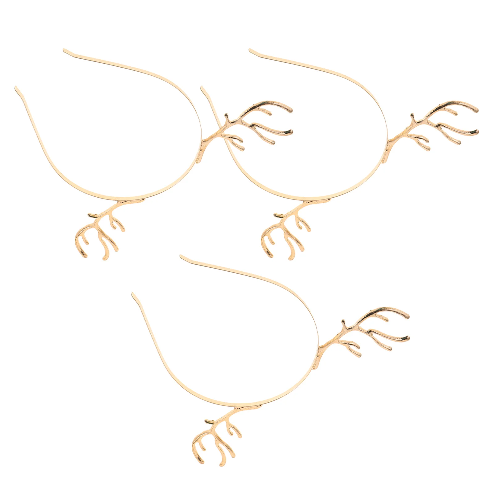 

3Pcs Christmas Headband Metallic Crown Deer Antlers Rhinestone Hair Hoop Holiday Party Reindeer Accessories Festive Hairband