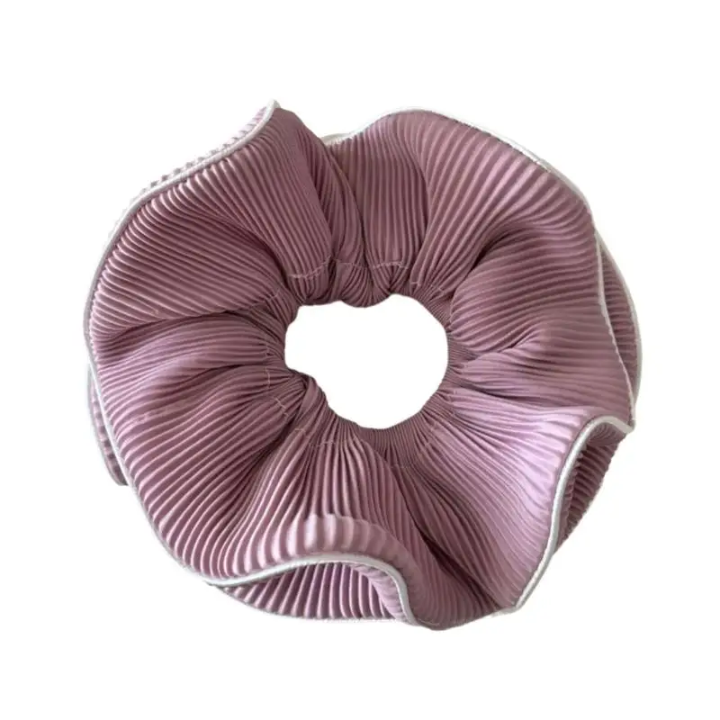 

A52E Fashionable Large Hair Scrunchie Ruffle Detail Comfortable Hair Tie For Office Workouts And Parties