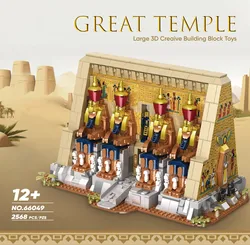 MOC 2666PC Ancient Egyptian Temple Building Blocks Architectural DIY Model Building Toy Includes Statues Hieroglyphics for Gift