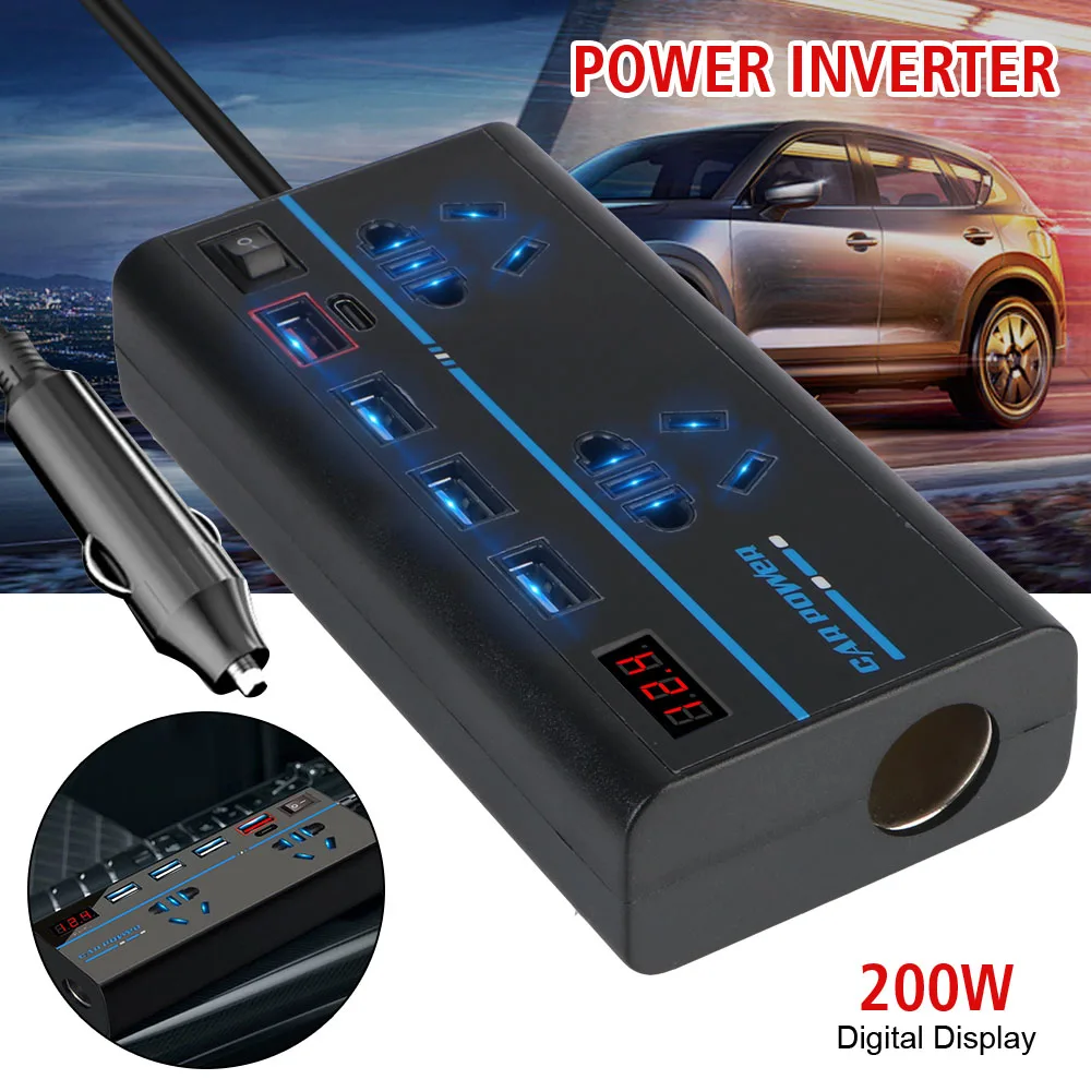 

Car Power Invertor 200W The Cigarette Lighter Universal Socket With USB DC 12V To 220V Vehicle-Mounted Household AC Converter