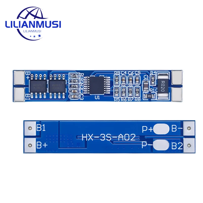 10pcs 3-string 12V18650 lithium battery protection board 11.1V 12.6V overcurrent protection 8A current limiting protection