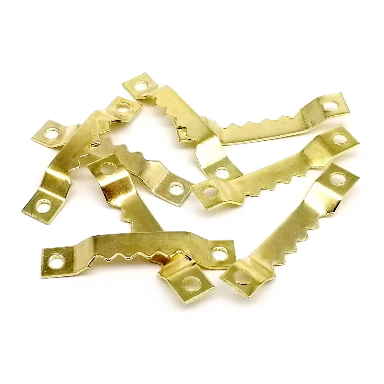 50pcs Picture Frame Hanger Saw Tooth Hooks With Screws 7x40mm Golden Sawtooth for Hanging Photo Oil Painting Mirror Iron Metal