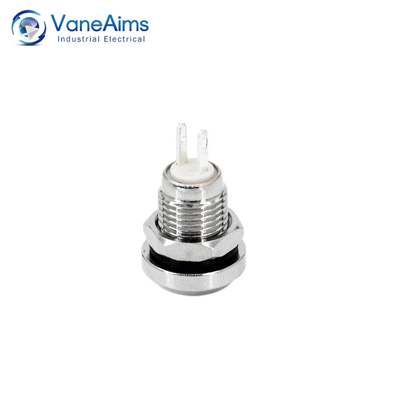 8mm Metal waterproof button switch VaneAims Latching Small power button On Off Self-Reset Push Button Switch momentary 1A 1NO