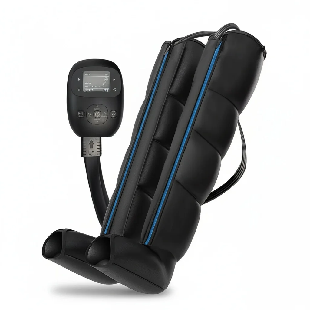 

Leg Air Compression Massager, TBP Fabric 360 Wrap Foot Compression Boots with Smart Pressure Sensor, Muscle Recovery for Gym Use