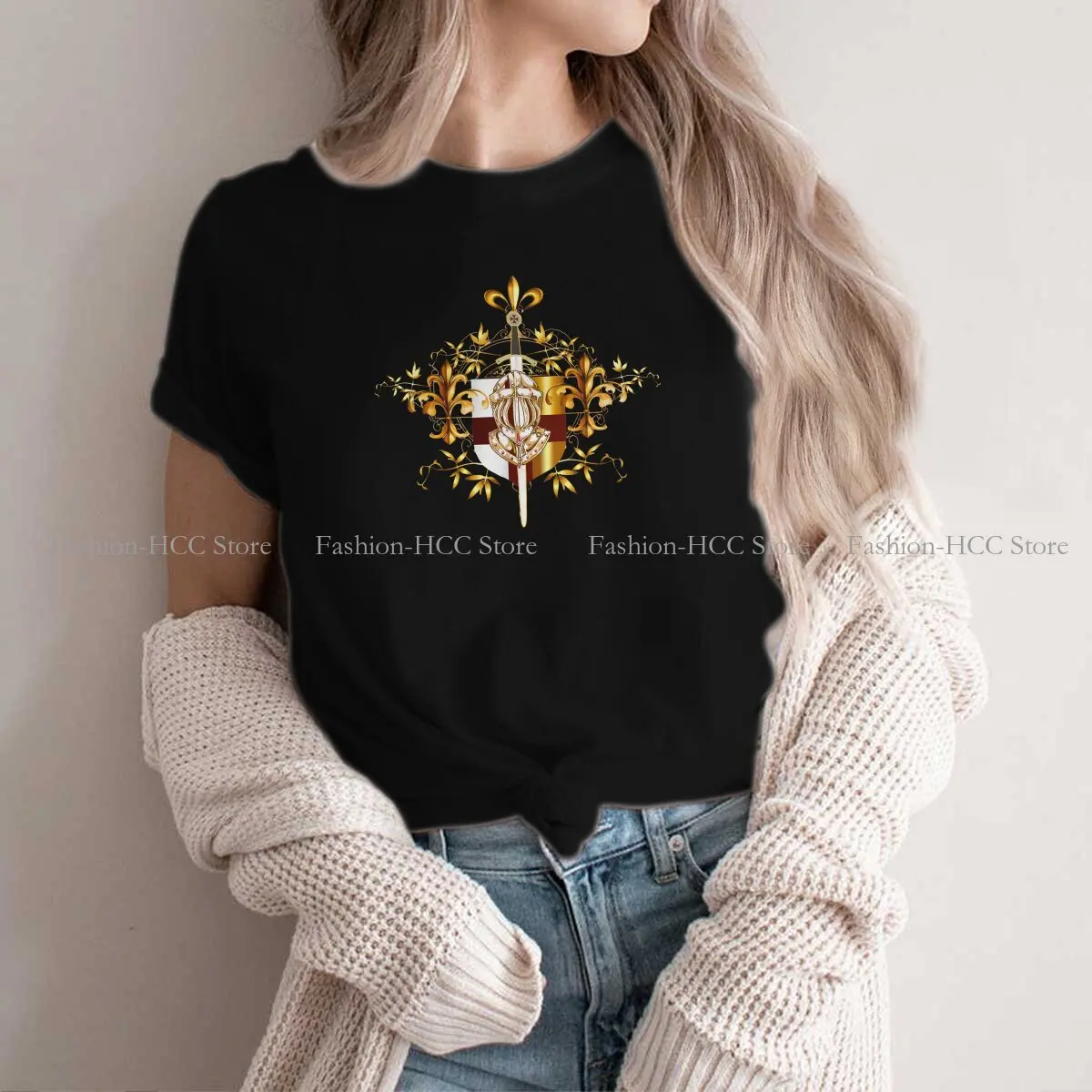 Shield Symbol Medieval Sword Emblem Secret Order Newest Polyester TShirts Templar Knight Female Harajuku Tops T Shirt Round Neck