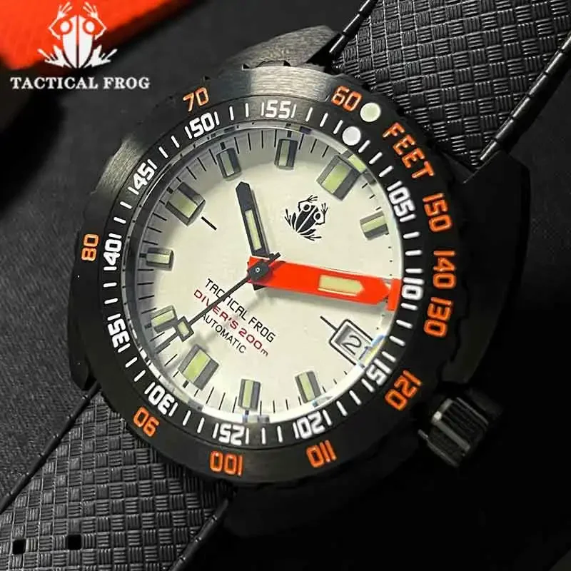 Tactical Frog SUB 300T Diver Men's Watches NH35A Movement Black PVD Case Sapphire Crystal 20Bar Waterproof C3 Super Luminous view 5