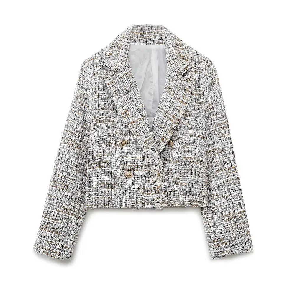 Women's Textured Double Breasted Suit Jacket