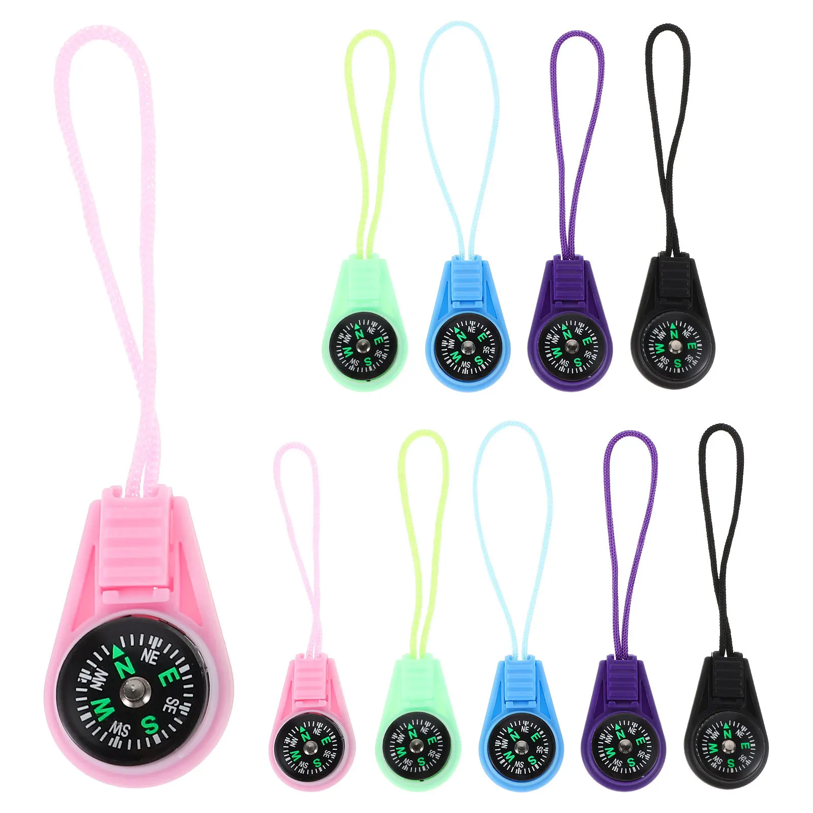 

10pcs Small Plastic Compass Lanyard Multi Functional Outdoor Navigation Gear Classroom Party Favors Kids Adults Hiking Pocket
