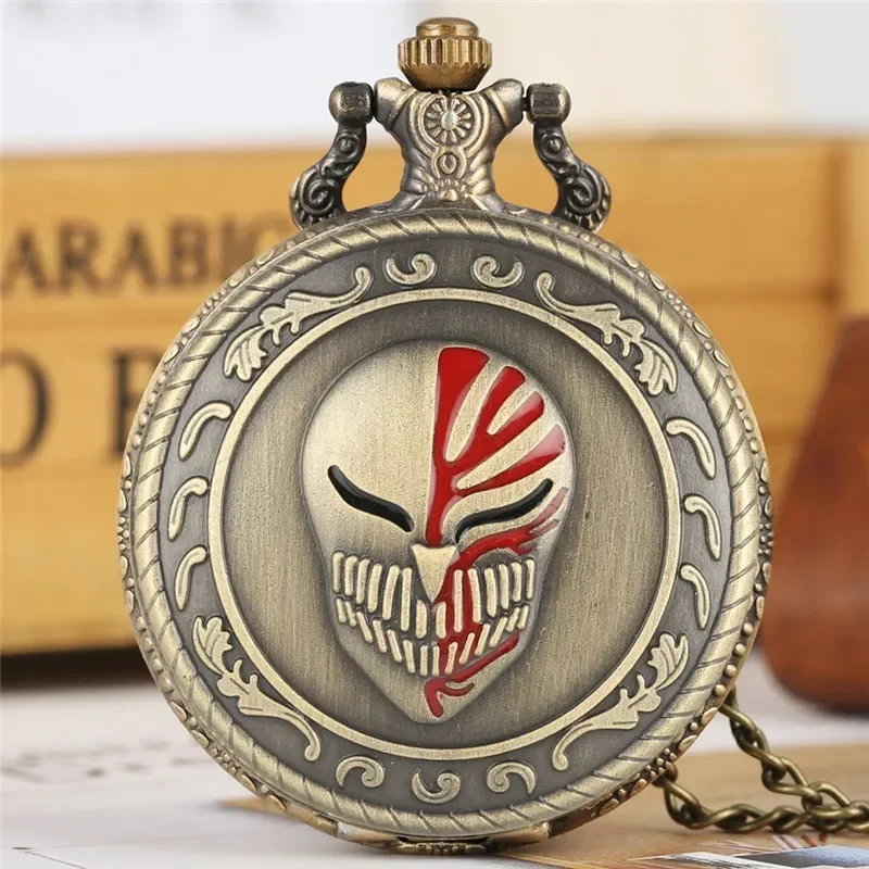 

Retro Bronze Clown Pattern Men Women Quartz Pocket Watch Full Hunter Design Pendant Necklace FOB Chain Clock Antique Timepiece