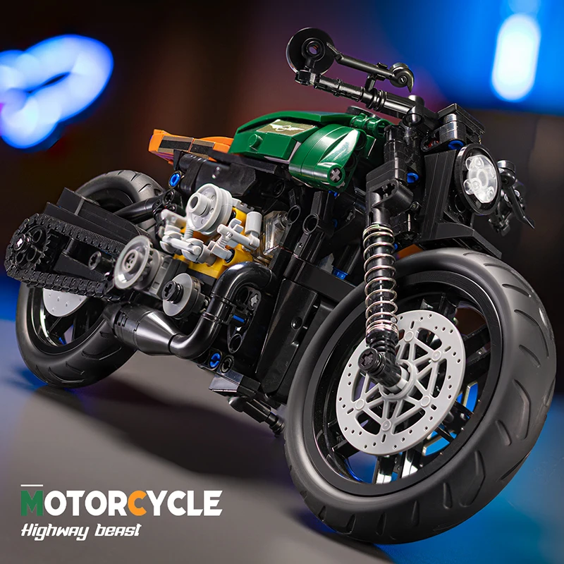 1:8 blocs de construction rétro moto ensembles ville café Racer moto blocs techniques jouets Festival cadeaux pour enfants garçons adultes