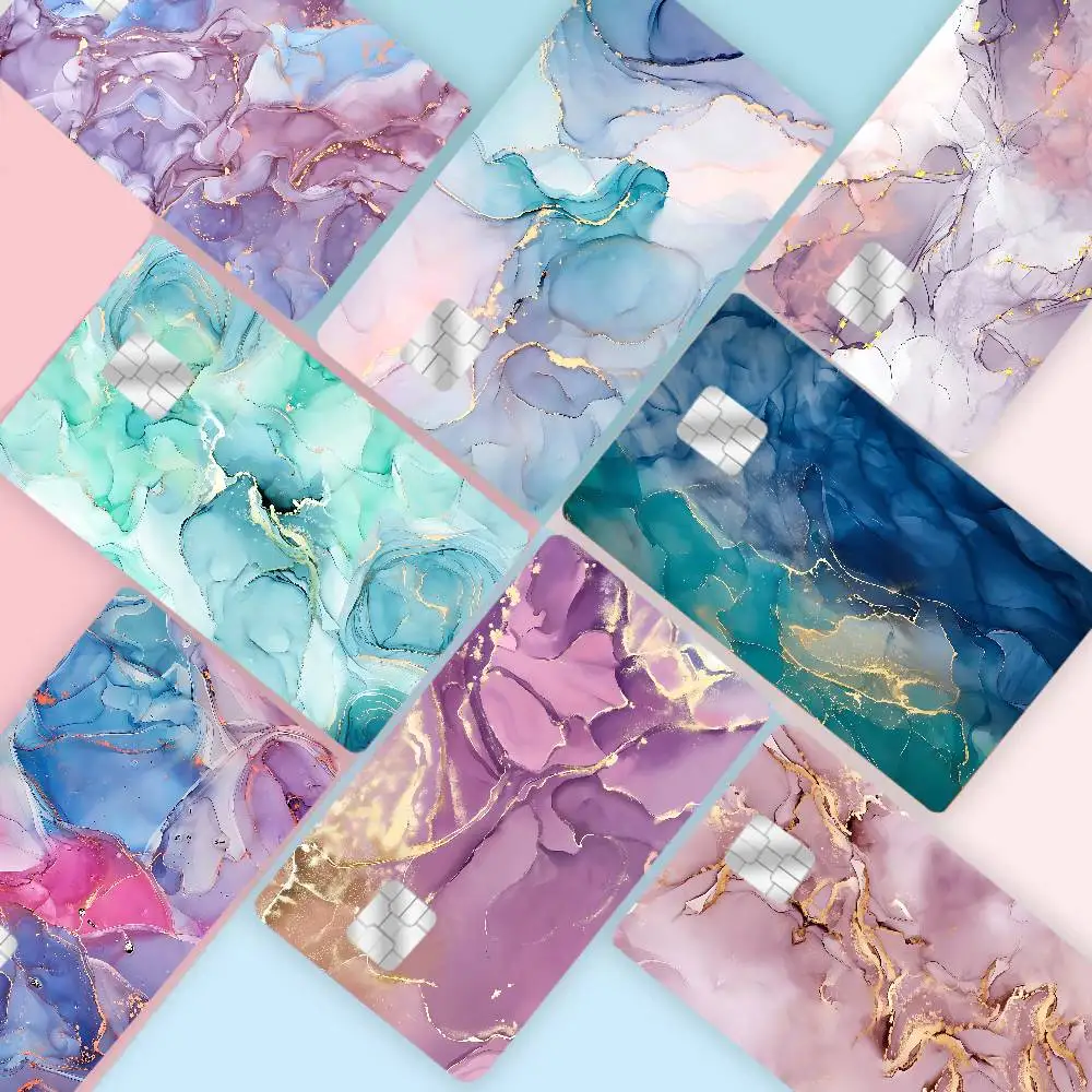 Autocollants de peau de carte de crédit en marbre noir or de luxe pour carte bancaire VISA carte de transport autocollant étanche anti-rayures femmes