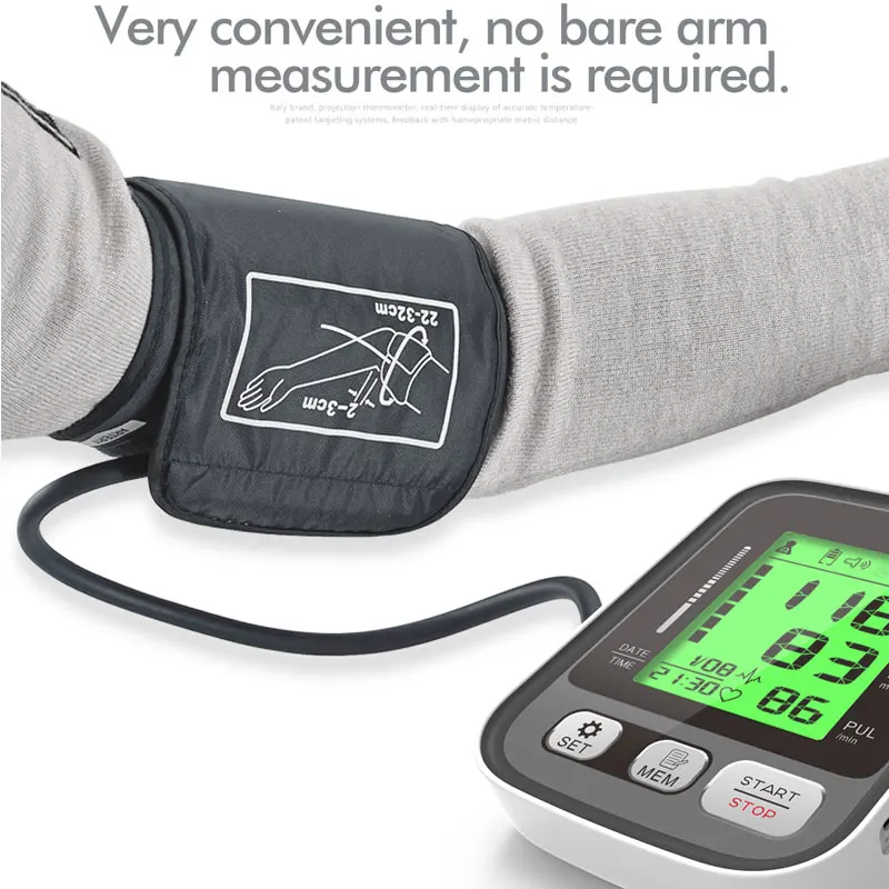 JYouCare Medical Digital Lcd Upper Arm Blood Pressure Monitor cuffs Home Heart rate Meter Tonometers Large cuff Voice Automatic