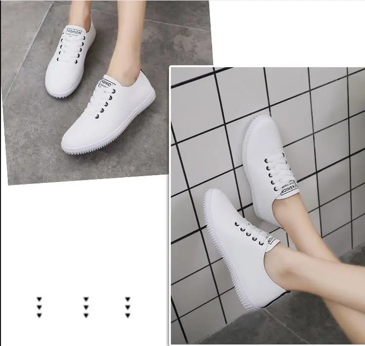 New spring tenis feminino lace-up white shoes woman PU Leather solid color female shoes casual women shoes sneakers