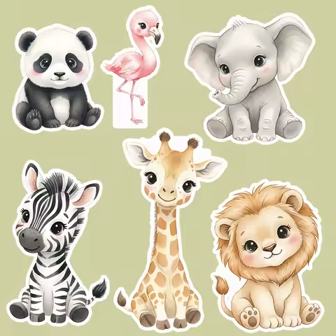 Jungle Baby Animal Cutouts Safari Lion Zebra Baby Shower Backdrop Stand Up Props Kt Board Birthday Party Props Decoration