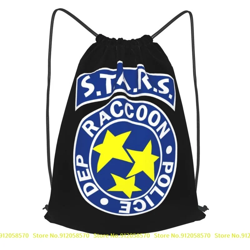 Stars Logo Resident Raccoon City Police Dep Evil Drawstring Backpack Print Beach Bag 3d Printing Large Capacity Sports Bag