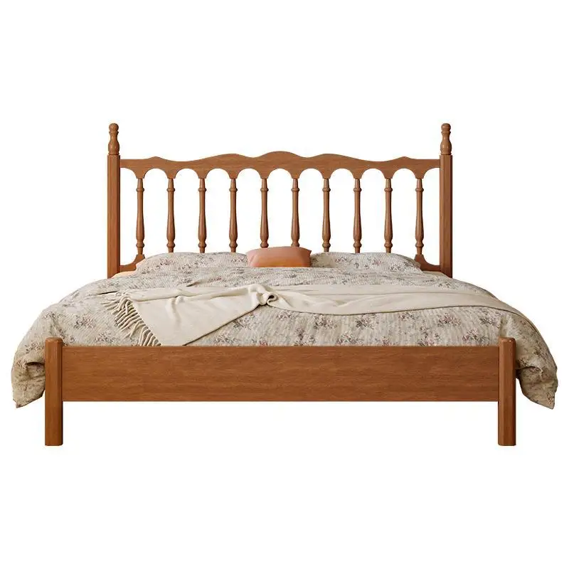 

American all solid wood be d 1.8m French retro double b ed cherry wood Windsor bed log wind ancient be d