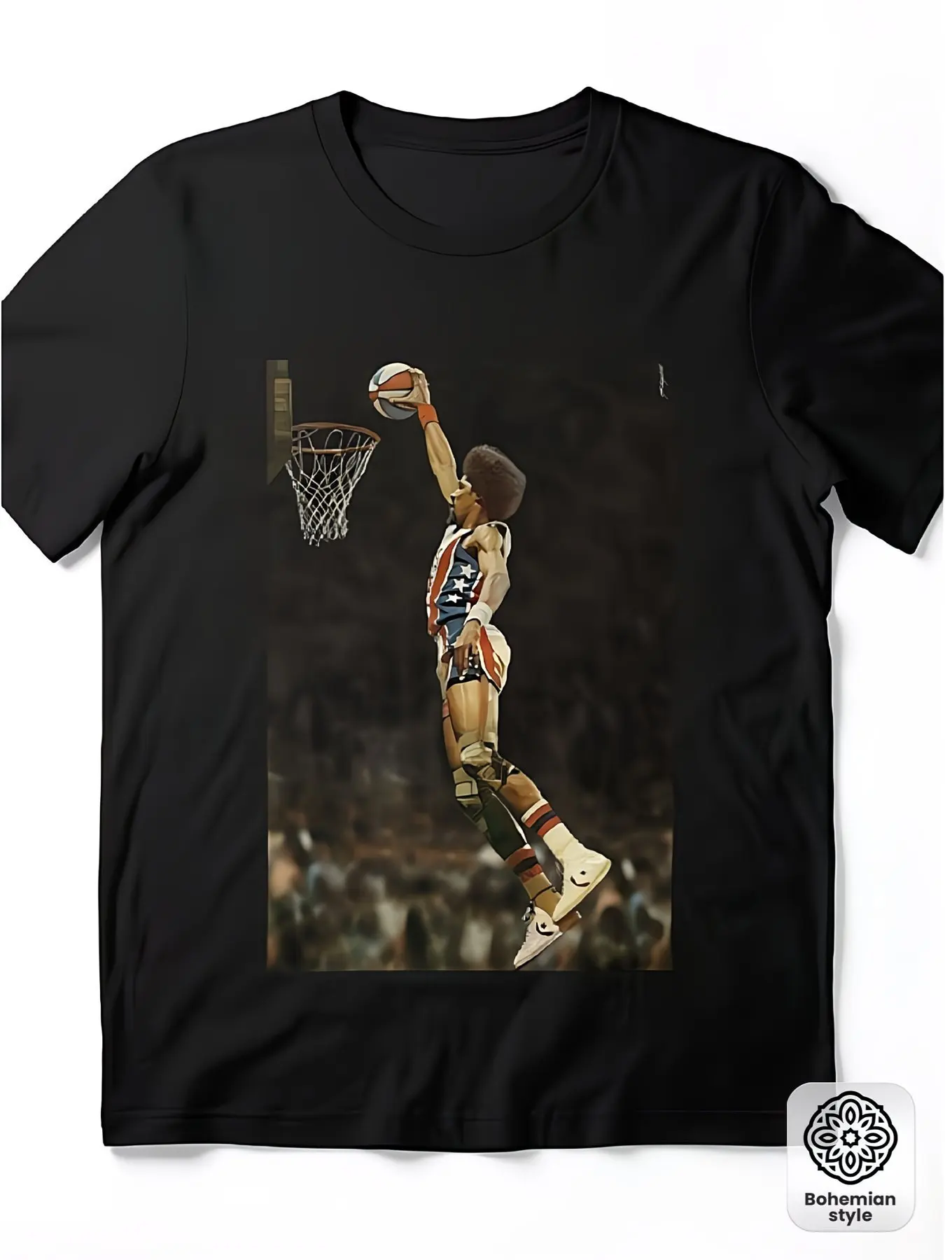 Men's Basketball Dunk Graphic Print T Shirt, Short Sleeve Crew Neck Casual Tee, Dynamic Sports Action Photography Design, Summer Breathable Sportswear for Fitness, Workout, Gym, Training, and Daily Streetwear