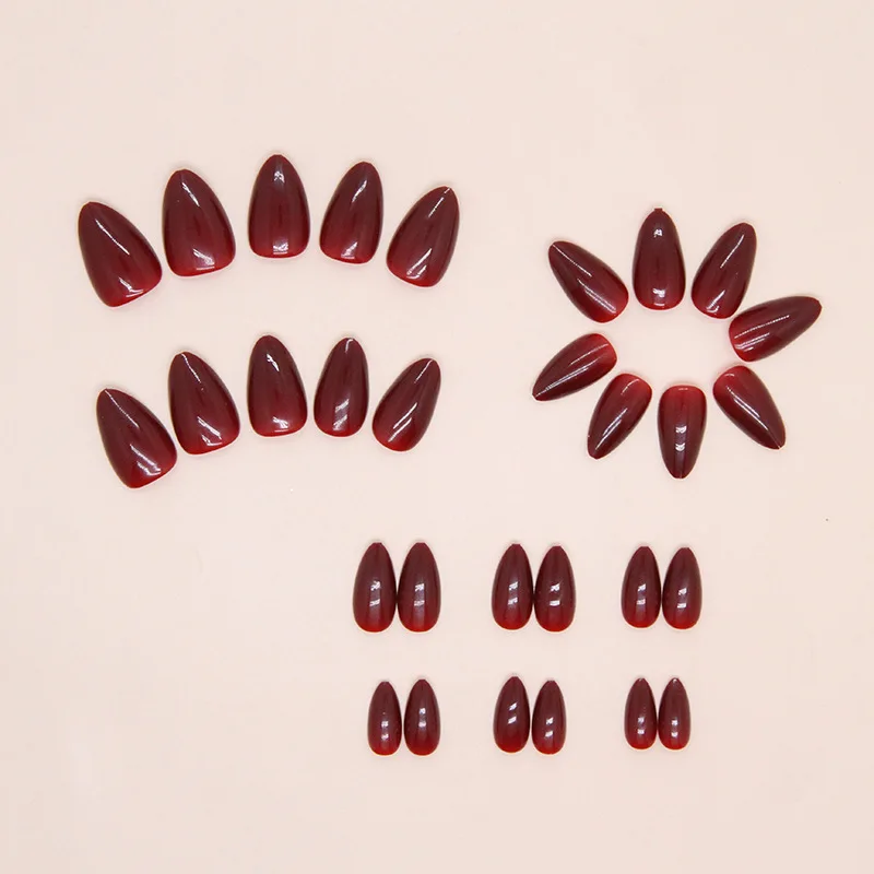 24 pieces of ins-style long press-on nails (teardrop shape), paired with 1 piece of jelly glue and 1 nail file