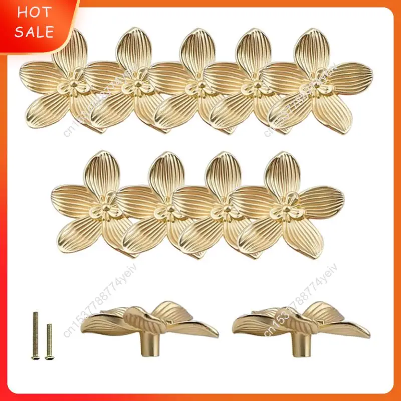 12Pcs Gold Flower Drawer Knobs Petal Kitchen Cabinet Knobs Dresser Knobs Furniture Cupboard Drawer Pulls Handles A62X