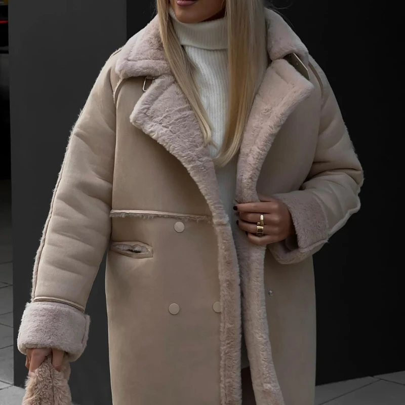 Cappotti con colletto casual da donna, capispalla lunghi, trench sfocato, abbigliamento di alta qualità, nuova moda, inverno, 2024