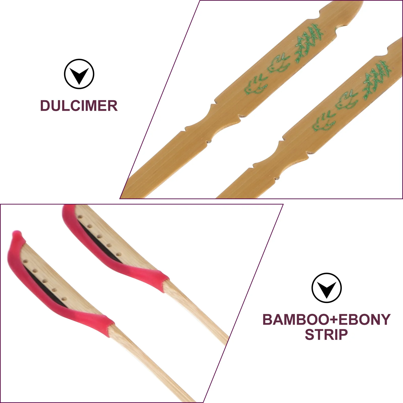 

2pcs Professional Dulcimer Bamboo For Yangqin Ebony Head Elastic Jean Bamboo Music Instrument Accessories