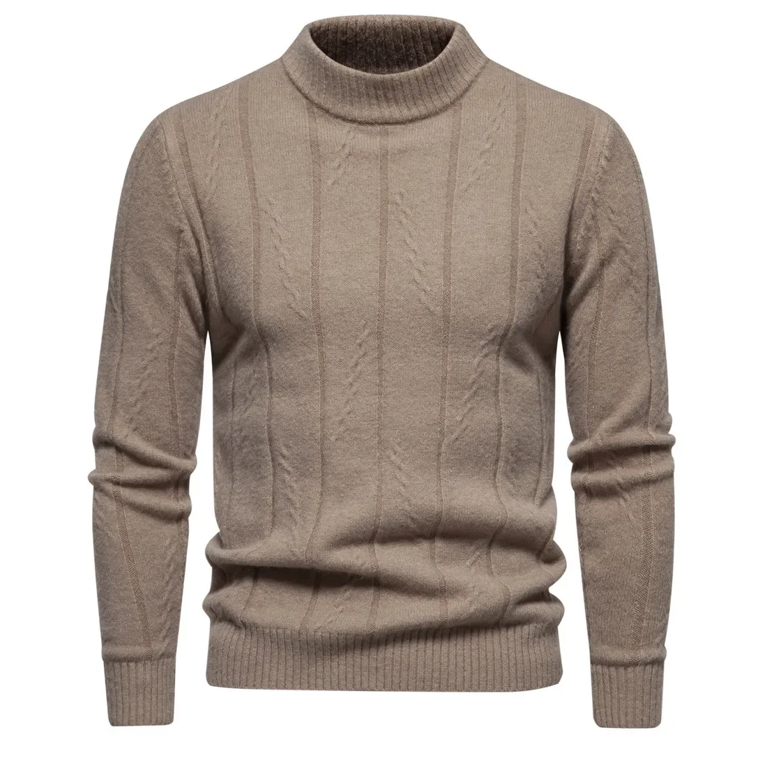 

2023 Autumn/Winter Half High Neck Sweater Loose Trendy Underlay Casual Solid Color Top Men's Knit