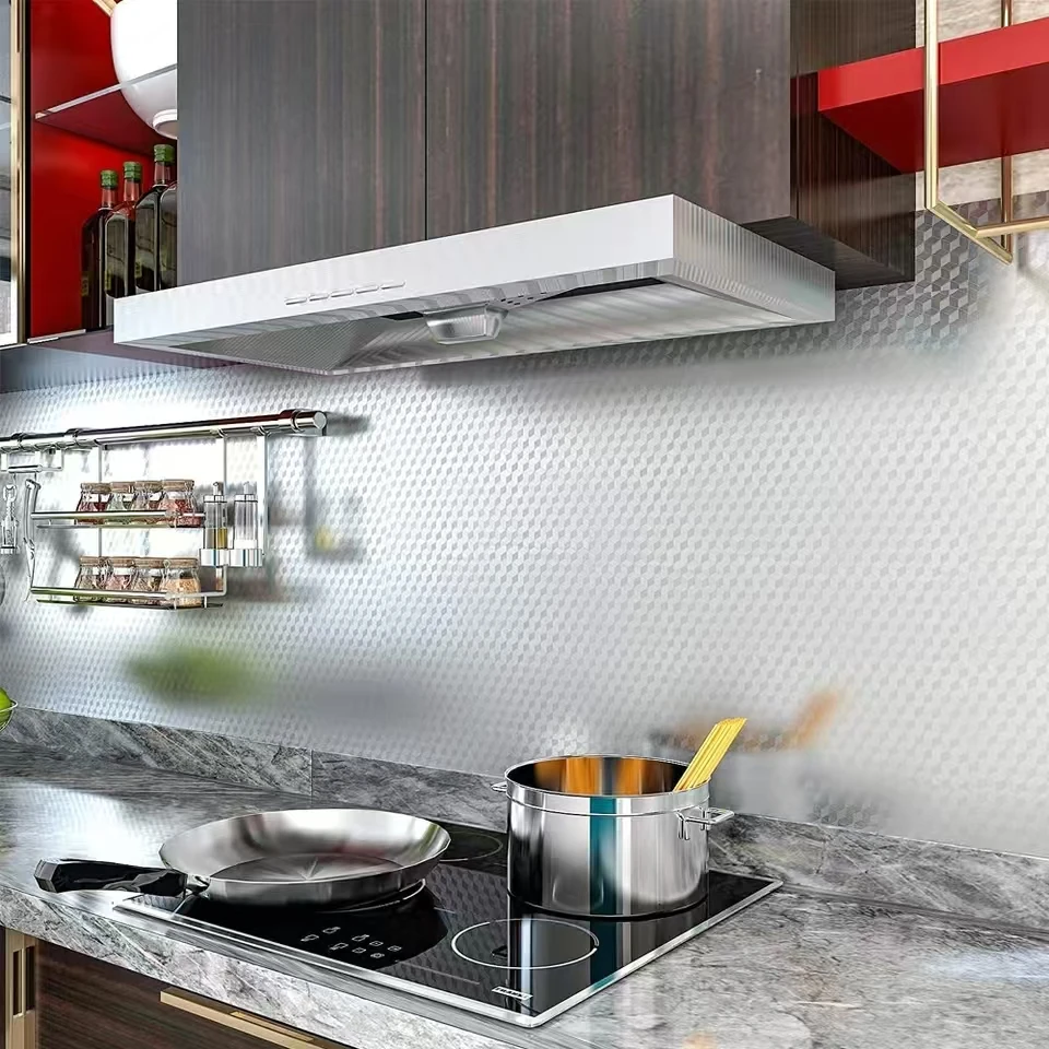 1/2/3 Rolls Modern Kitchen Oil-proof Self Adhesive Sticker Aluminum Foil Kitchen Stove Cabinet Self Adhesive Wallpapers Stickers