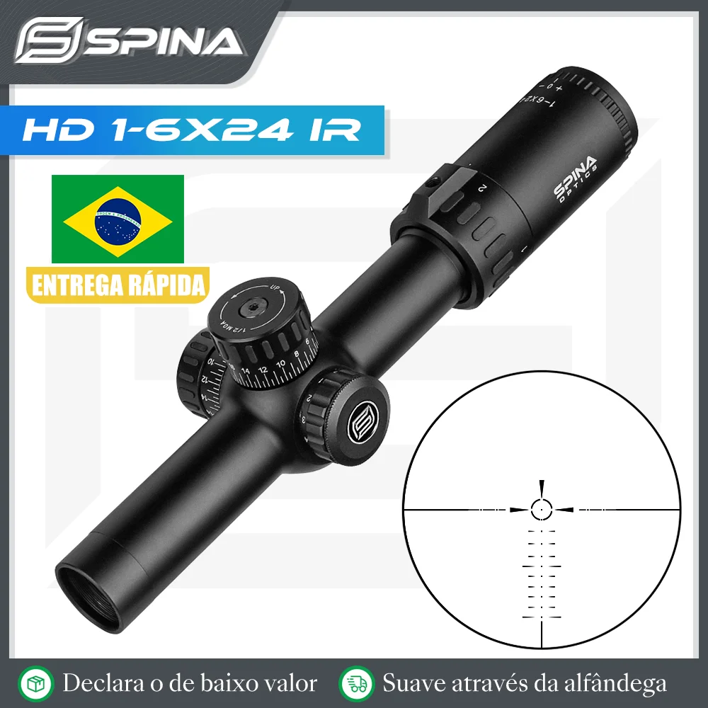 

SPINA OPTICS LPVO 1-6x24 IR Rifle Scope Mid Dot Dual Purpose Scope Red Dot Sight Glass Etched Reticle Riflescope PCP AR15 etc