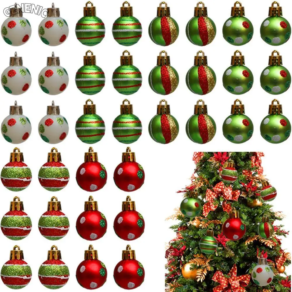 

24Pcs Christmas Colored Balls Glitter Christmas Tree Hanging Painting Pendant Ornament Home New Year Party Gift Decoration