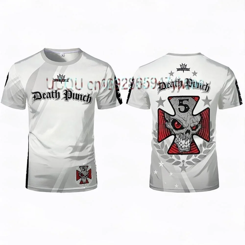 2026 New Five Finger Death Punch 3D T-shirt Military Skull Graphic Crew Neck Rock Band Short Sleeve Fan Tee Family Clothing Y2k