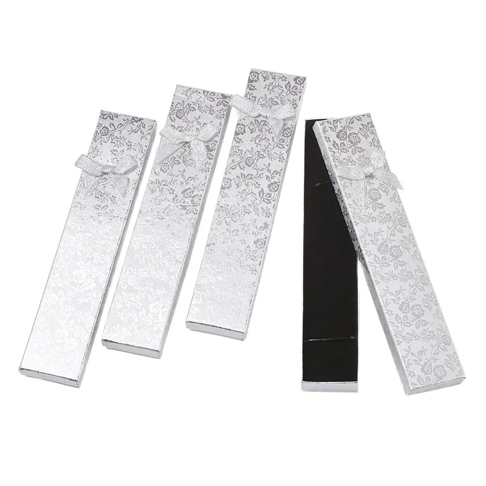 12pcs Rectangle Cardboard Boxes for Packaging Jewelry Set Gift Box Fit Necklace Bracelet Display Storage With Sponge 215x43x24mm