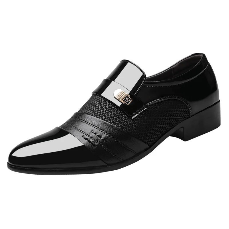 Men Formal Leather Shoes slip on Black Pointed Toe Men Loafers Party Office Business Casual for Mens Dress Shoe big size 48