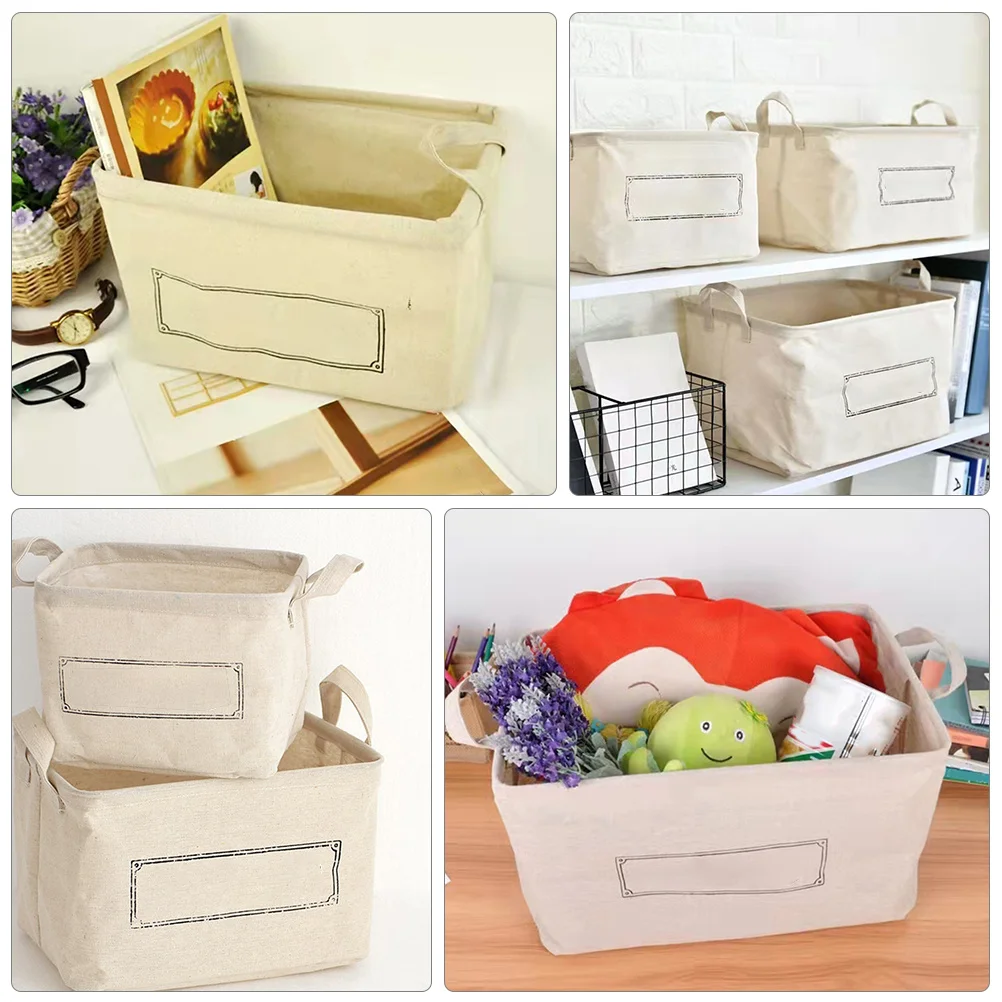 

1Pcs Desktop Folding Linen Storage Basket Beige Large Capacity Portable Sundry Organizer Home Storage Box Portable Sundry Basket