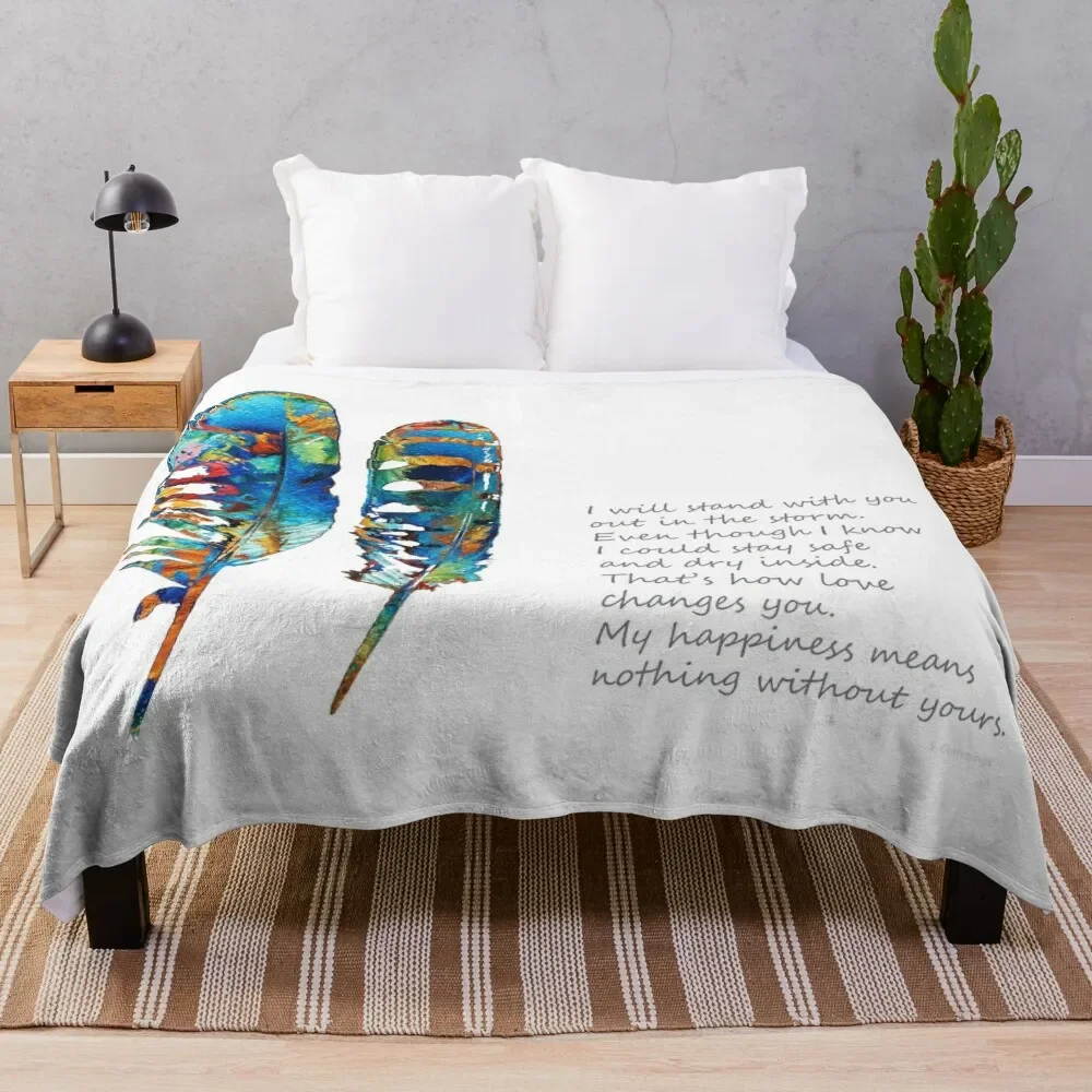 Unconditional Love Art Colorful Feathers by Sharon Cummings Throw Blanket Decoratives Flannel Flannels Blankets