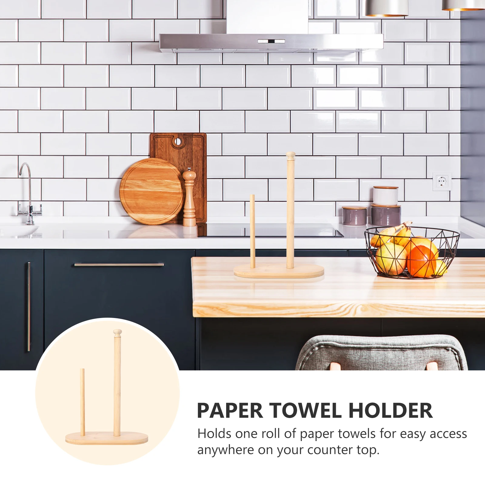 

Towel Holder Stand Decorative Wooden Rack for Kitchen Bathroom Countertop Large Size Roll Compatible Tissue Storage
