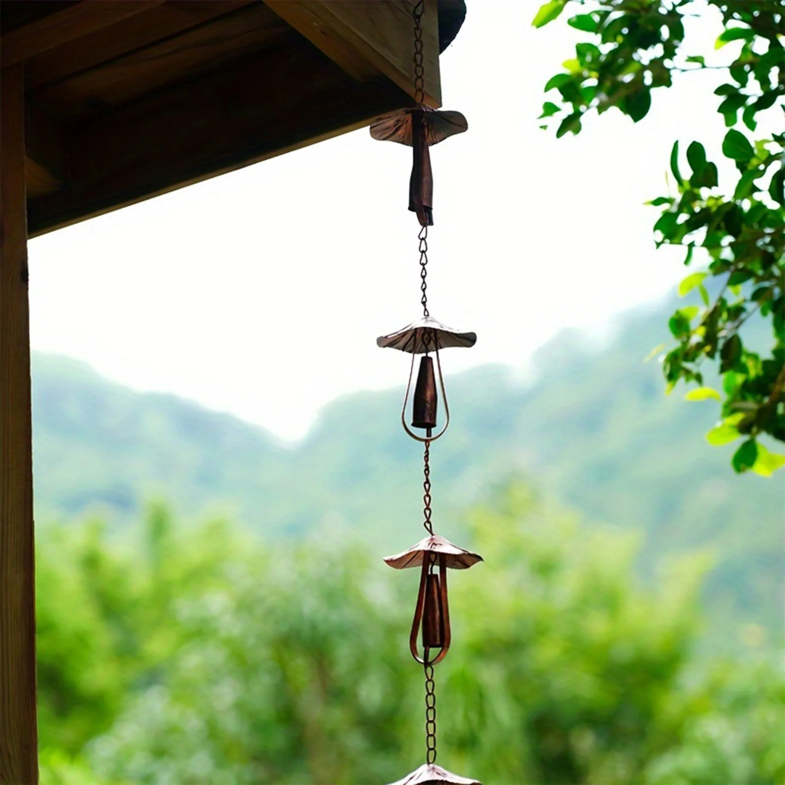 

Грибная цепочка от дождя, ручная роспись, металлическое садовое украшение для дома, крыши, деревенский 130 см, уличная цепочка для капель воды, декор