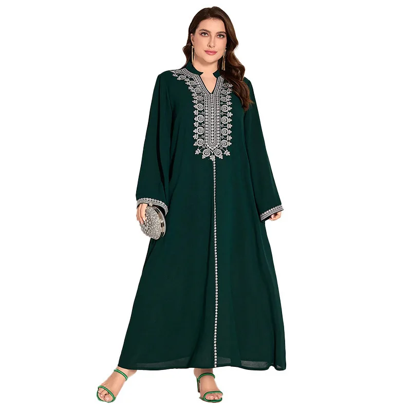 KYP853 Large Size Dress Arab Dubai Classical Ice Silk Wrinkle Elegant Fashion Robe