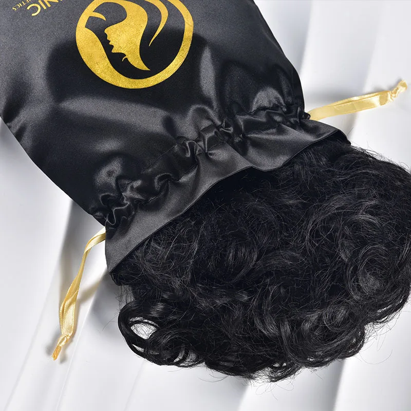 20 قطعة شعار مخصص أسود الحرير الساتان الرباط حقيبة ماكياج الأحذية الملابس عذراء وصلات شعر الباروكات أكياس التعبئة والتغليف تخزين المنزل