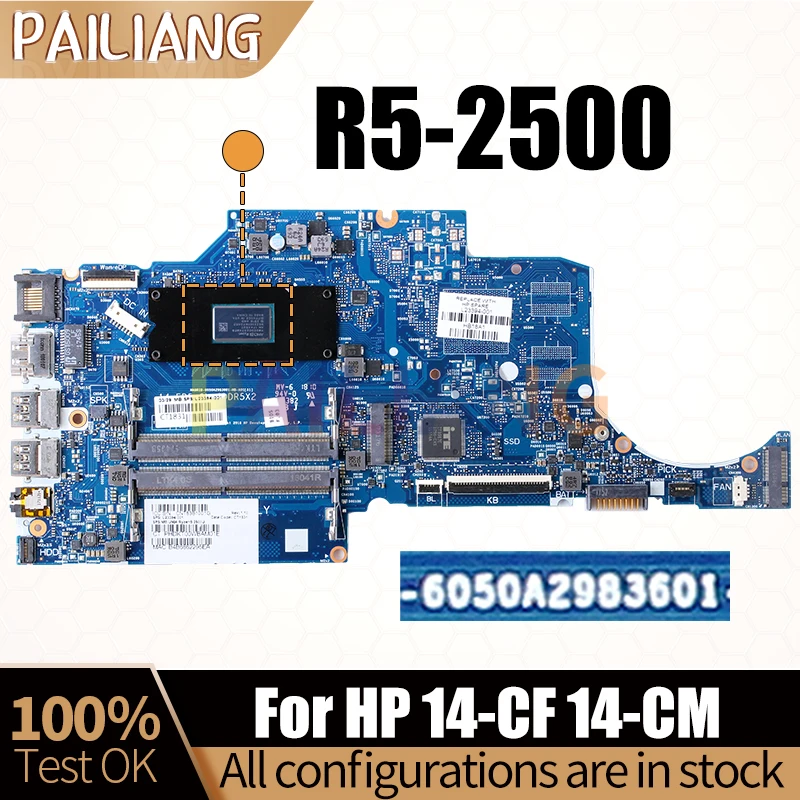 For HP 14-CF 14-CM Notebook Mainboard 6050A2983601 L23394-001 R5-2500 Laptop Motherboard Full Tested