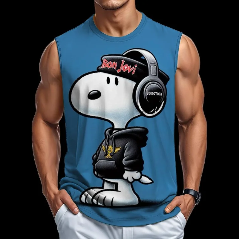 

MOTO-Snoopy Fun 3D Printed Summer Men's Tank Top, Quick drying and Comfortable