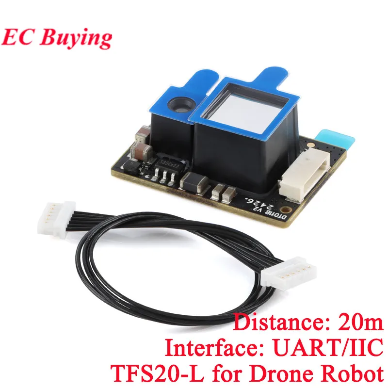 TFS20-L 20Meters UART IIC I2C Miniature Micro Single Point LiDAR Sensor Module for Drone Robot