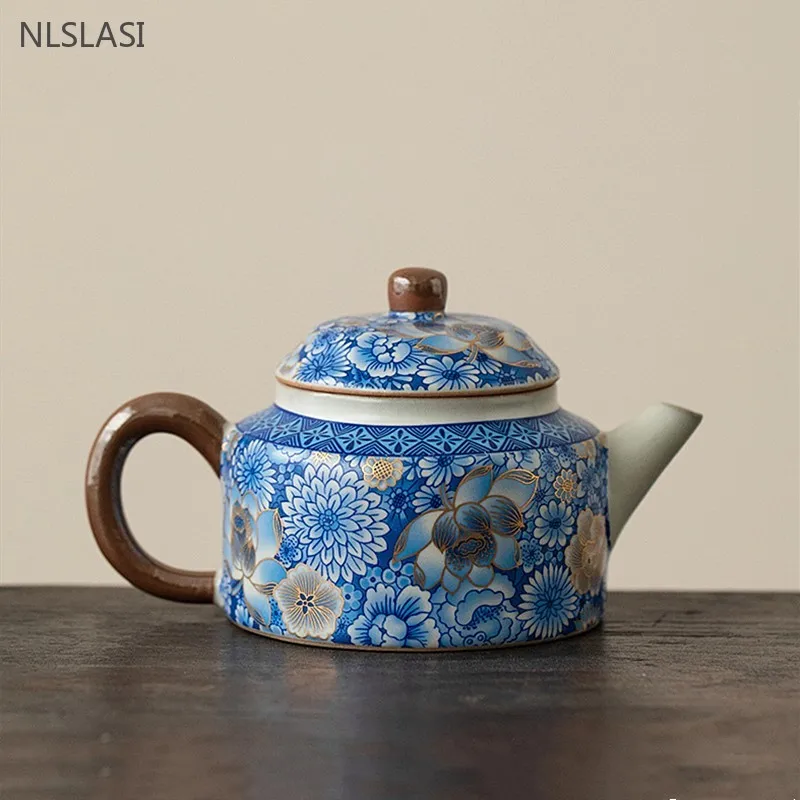 150ml Jingdezhen Blue and White Porcelain Dezhong Tea Pot High-grade Ru Kiln Home Tea Infuser Ceramic Filter Beauty Teapot