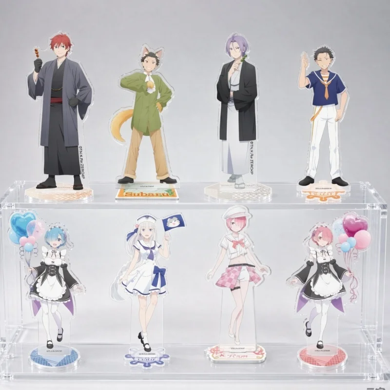 Re Zero Starting Life in Another World Anime Acrylic Stand Keychain Emilia Natsuki Subaru Desktop Ornament Fan Collectibles 15CM
