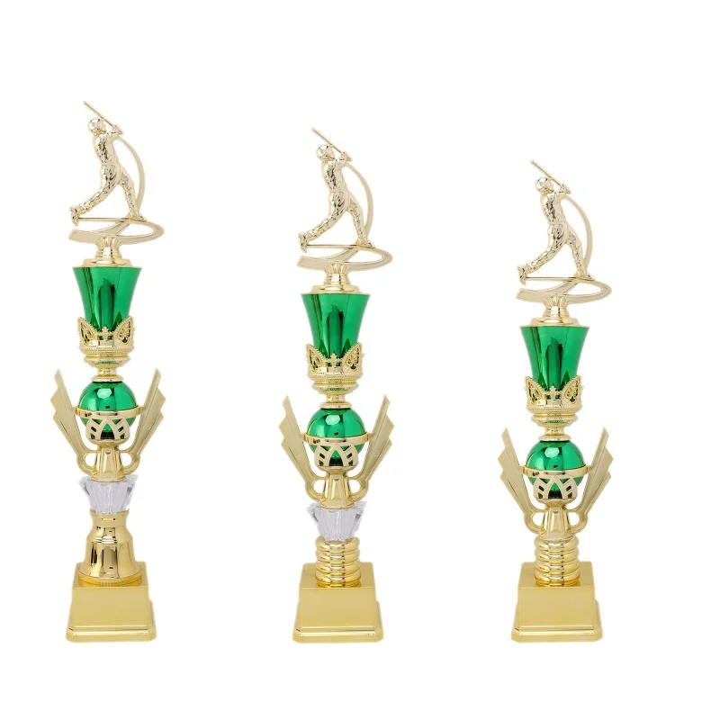 Sports competition: Baseball, cricket, pickleball. Universal trophy. Customizable logo or signature.
